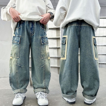 Muške traperice: široki kroj, srednji pojas, gumeni pojas, ravne nogavice, 100% denim, proljeće i jesen