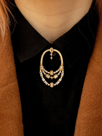 Broșă din aliaj de cupru, design mediteranean retro cu perforații, stil franțuzesc retro, pentru femei, cadou ideal