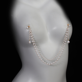 Mellkaslánc bojtokkal és műgyöngyökkel, kézzel készített ötvözet ékszer nőknek