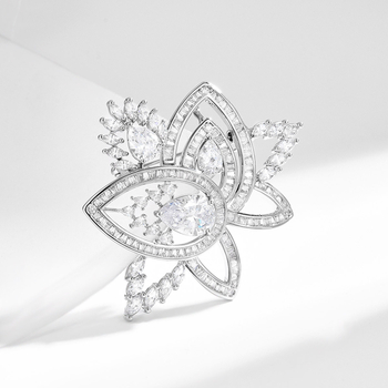 Medenkasta cvjetna broš za ženske sakoe s dijamantnom završnicom, jesen 2024