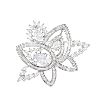 Medenkasta cvjetna broš za ženske sakoe s dijamantnom završnicom, jesen 2024