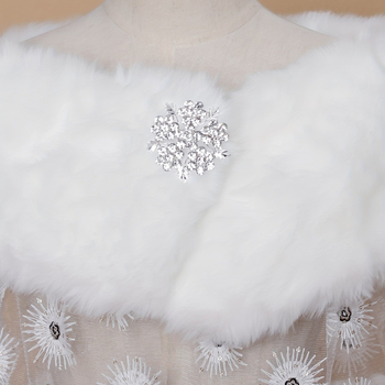 Εξαιρετικό σάλι-πέλερνα για νυφικά φορέματα με ψεύτικη γούνα κουνελιού, δαντέλα, πολυεστέρας — μονόχρωμο σχέδιο, για όλες τις εποχές