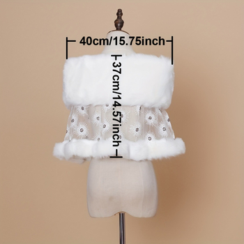 Εξαιρετικό σάλι-πέλερνα για νυφικά φορέματα με ψεύτικη γούνα κουνελιού, δαντέλα, πολυεστέρας — μονόχρωμο σχέδιο, για όλες τις εποχές