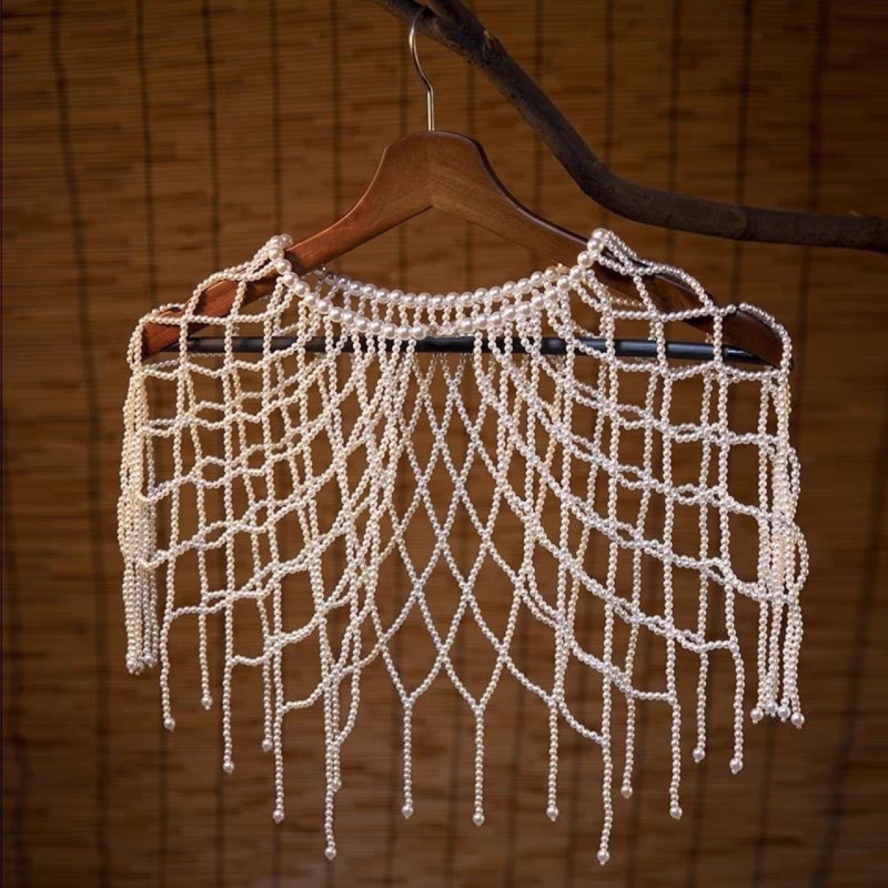 Шал за ханфу с перлени пискюли и облачно рамо, нейлон, дамски, пролет, стил японско‑корейска сладост, анти-отразяване