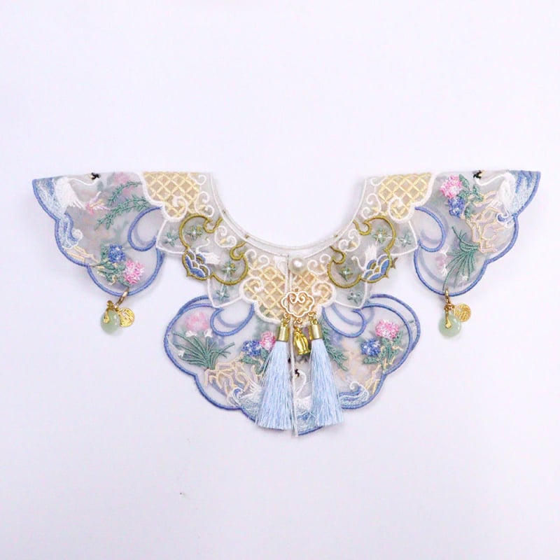 Șal pentru animale de companie, broderie cu lebede, model geometric, poliester, stil chinezesc