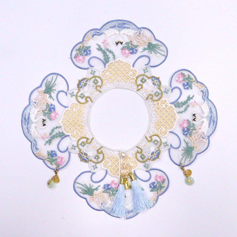 Șal pentru animale de companie, broderie cu lebede, model geometric, poliester, stil chinezesc