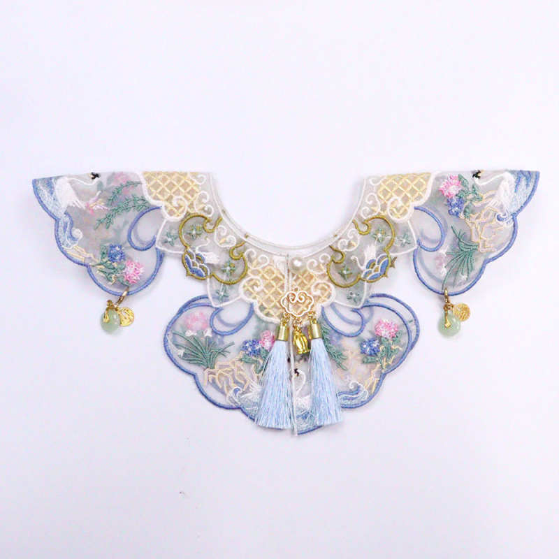 Șal pentru animale de companie, broderie cu lebede, model geometric, poliester, stil chinezesc