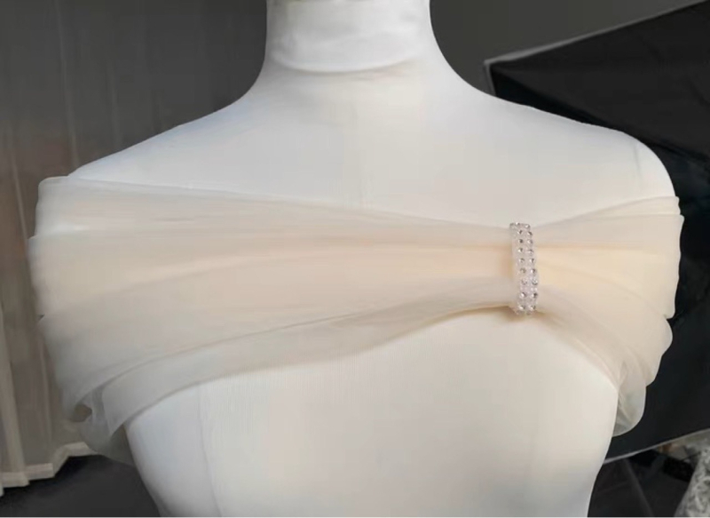 Nevjesta haljina bez naramenica s odvojivim šalom (Materijal: poliester vlakna; Način tkanja: jednostavno tkanje; Uzorak: jedne boje; Funkcija: dekoracija; Sezone: Ljeto, Proljeće, Jesen)