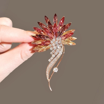 Broșă buchet, formă de floare, aliaj de zinc, finisaj cu picuri de ulei, stil retro, multifuncțional