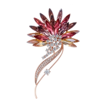 Broșă buchet, formă de floare, aliaj de zinc, finisaj cu picuri de ulei, stil retro, multifuncțional