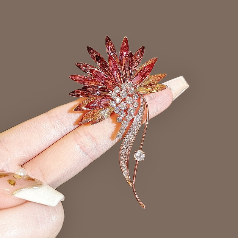 Broșă buchet, formă de floare, aliaj de zinc, finisaj cu picuri de ulei, stil retro, multifuncțional