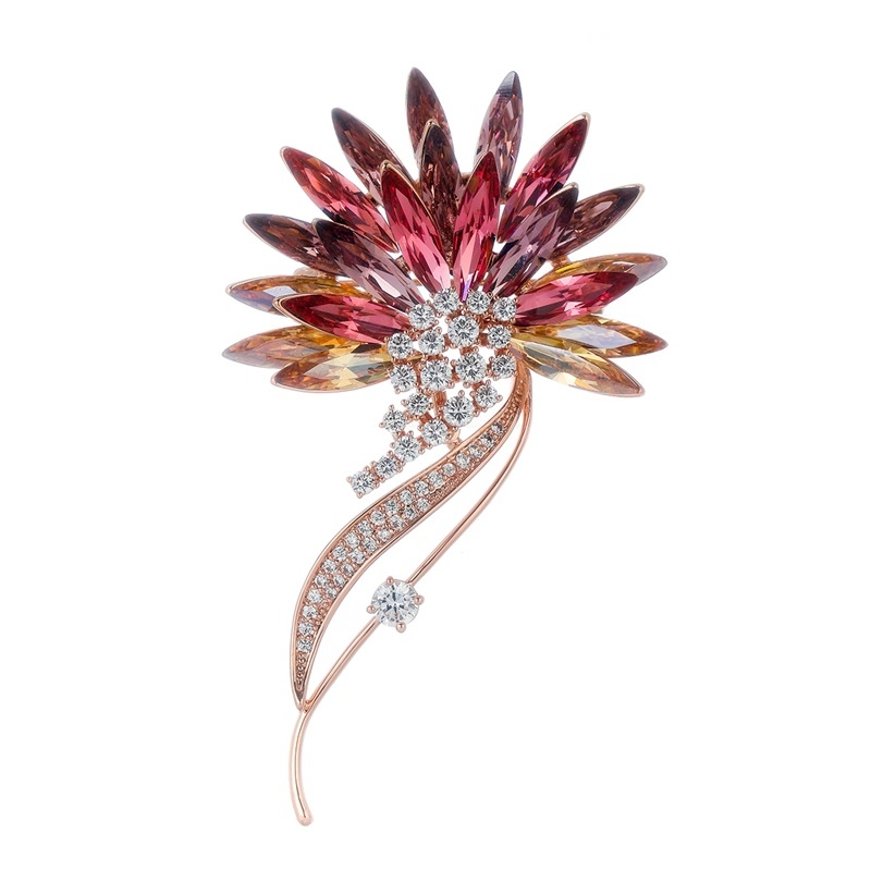 Broșă buchet, formă de floare, aliaj de zinc, finisaj cu picuri de ulei, stil retro, multifuncțional