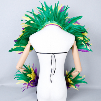 Готически пернат шал/плащ за Хелоуин партита и танцови изпълнения - Унисекс, средна дължина, пера, декоративни шевове, персонализируем