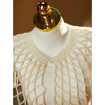 Ръчно изработена мънистена раменна пелерина с пискюли, елегантен дамски стил, декоративен аксесоар за всички сезони, лансирана през лято 2025