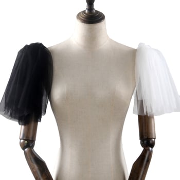 Сватбени мрежести ръкави от полиестер — монохромен дизайн, warp knitting, плисиране, декоративни