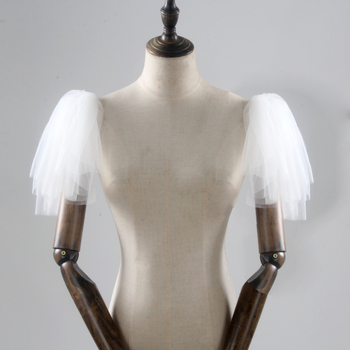 Сватбени мрежести ръкави от полиестер — монохромен дизайн, warp knitting, плисиране, декоративни