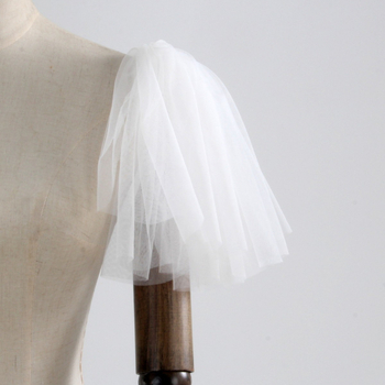 Сватбени мрежести ръкави от полиестер — монохромен дизайн, warp knitting, плисиране, декоративни