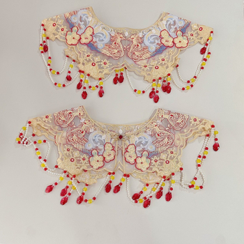 Сватбен шал с дантелен органза бродерия, дизайн облачно рамо, вдъхновен от античен ханфу, аксесоар с имитационна яка