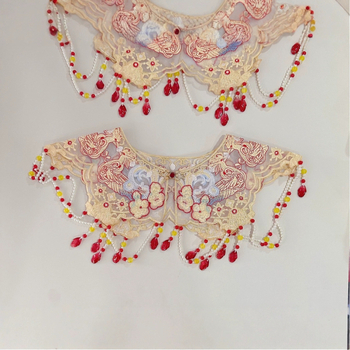 Сватбен шал с дантелен органза бродерия, дизайн облачно рамо, вдъхновен от античен ханфу, аксесоар с имитационна яка