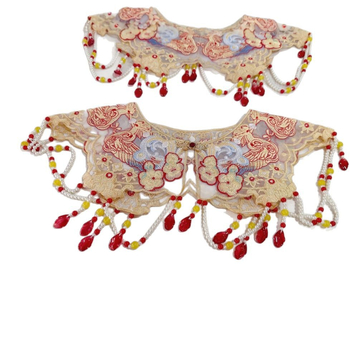 Сватбен шал с дантелен органза бродерия, дизайн облачно рамо, вдъхновен от античен ханфу, аксесоар с имитационна яка