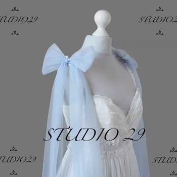 Шал за ръце с панделка, сваляема презрамка за рамо, дълъг булченски аксесоар, полиестер, френски стил