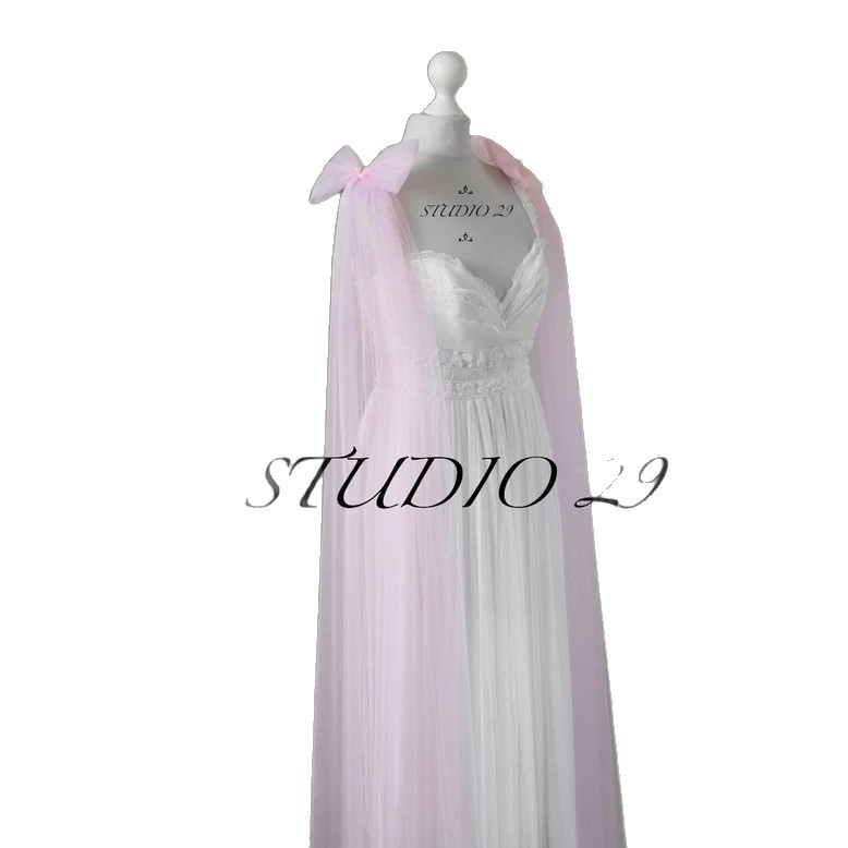 Шал за ръце с панделка, сваляема презрамка за рамо, дълъг булченски аксесоар, полиестер, френски стил