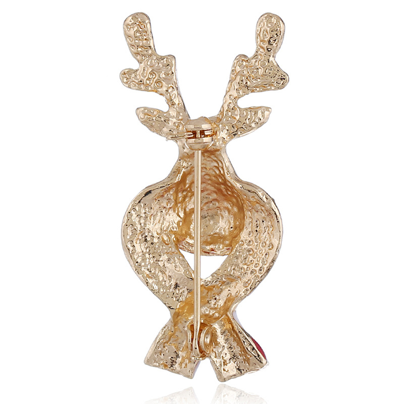 Broșă cerb, aliaj, stil feminin simplu, motiv animal, finisaj diamant, pentru omagiu și cadou