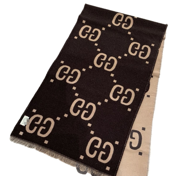 Дамски двустранен шал от вълно-смесена материя, удебелен, с пискюли, за есенно-зимен сезон