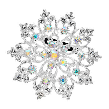 Ötvözetből készült rhinestone napraforgó kitűző koronás motívummal, uniszex