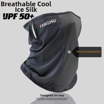 Férfi napsugárvédelmi arcmaszk nyári kerékpározáshoz – légáteresztő, UV-védelem, szélálló, rovarriasztó, Ice Silk poliészter sál