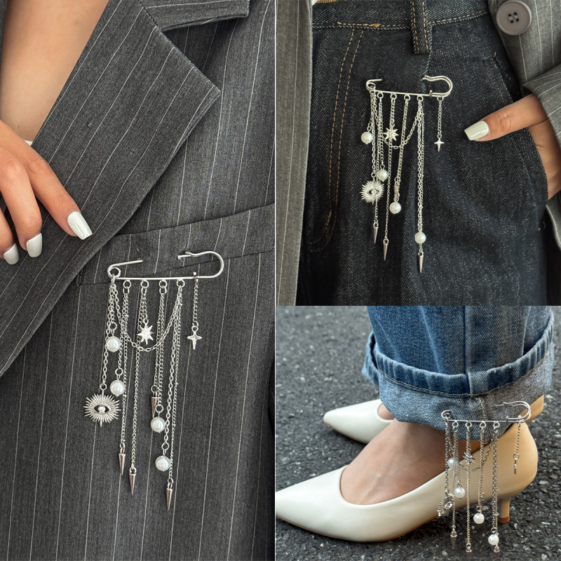 Ötvözetből készült bross, női Ins-stílus, csillag/geometriai forma, elektroplatált