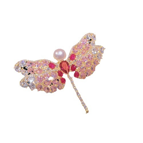 Női koreai stílusú bross; design rovar alakú; Anyag: mikro-bevonatú réz aranyozott; Befejezés: gyémánt