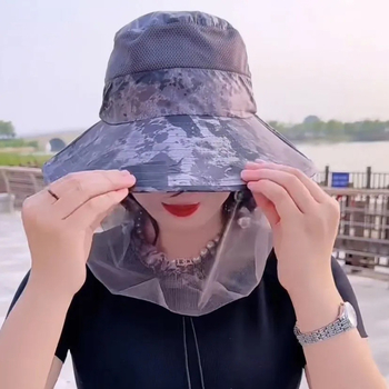 Hálós napsütésvédő sapka – teljes arcvédelmet nyújt, légáteresztő, UV-védelem, rovarriasztó, szélálló