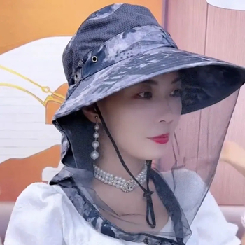 Hálós napsütésvédő sapka – teljes arcvédelmet nyújt, légáteresztő, UV-védelem, rovarriasztó, szélálló