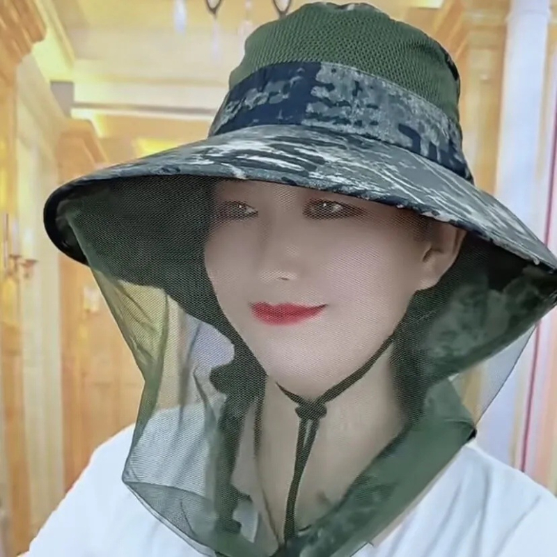 Hálós napsütésvédő sapka – teljes arcvédelmet nyújt, légáteresztő, UV-védelem, rovarriasztó, szélálló