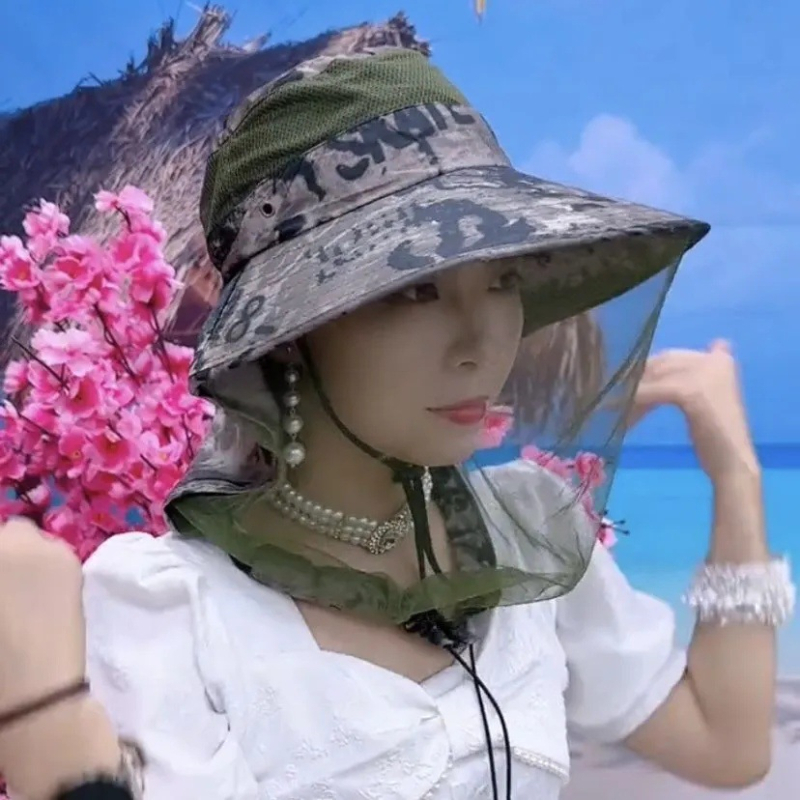 Hálós napsütésvédő sapka – teljes arcvédelmet nyújt, légáteresztő, UV-védelem, rovarriasztó, szélálló