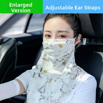 Γυναικεία μάσκα καλοκαιριού UV προστασίας με προστασία λαιμού 2-σε-1, αναπνεύσιμη λεπτή μεταξωτή εσάρπα για ποδηλασία