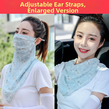 Γυναικεία μάσκα καλοκαιριού UV προστασίας με προστασία λαιμού 2-σε-1, αναπνεύσιμη λεπτή μεταξωτή εσάρπα για ποδηλασία