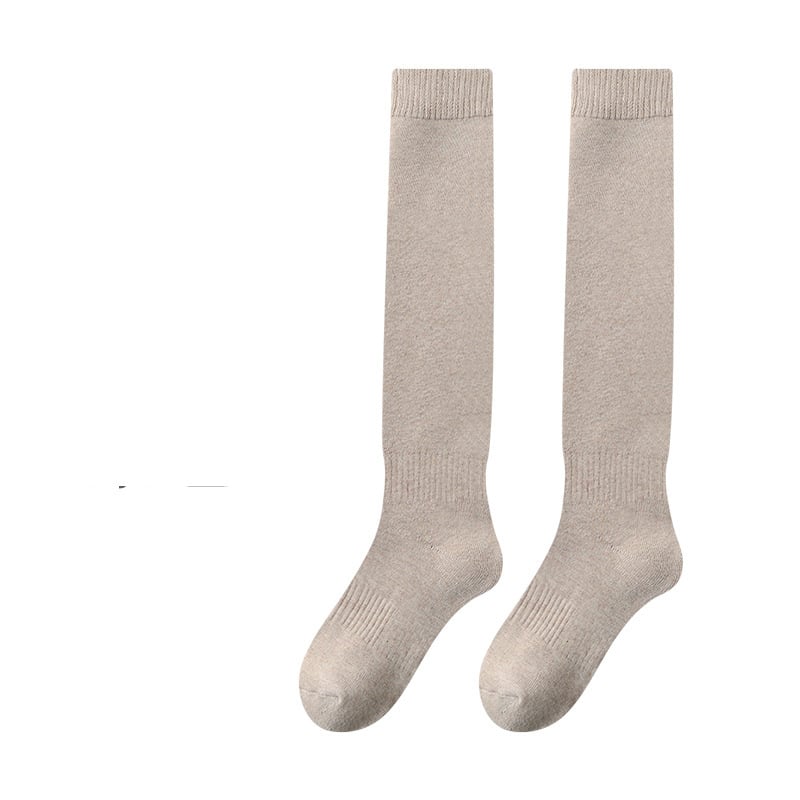 Șosete lungi peste genunchi pentru femei, de toamnă/iarnă, cu căptușeală din fleece și șosete din țesătură groasă, șosete ușoare de compresie pentru coapse și gambe.