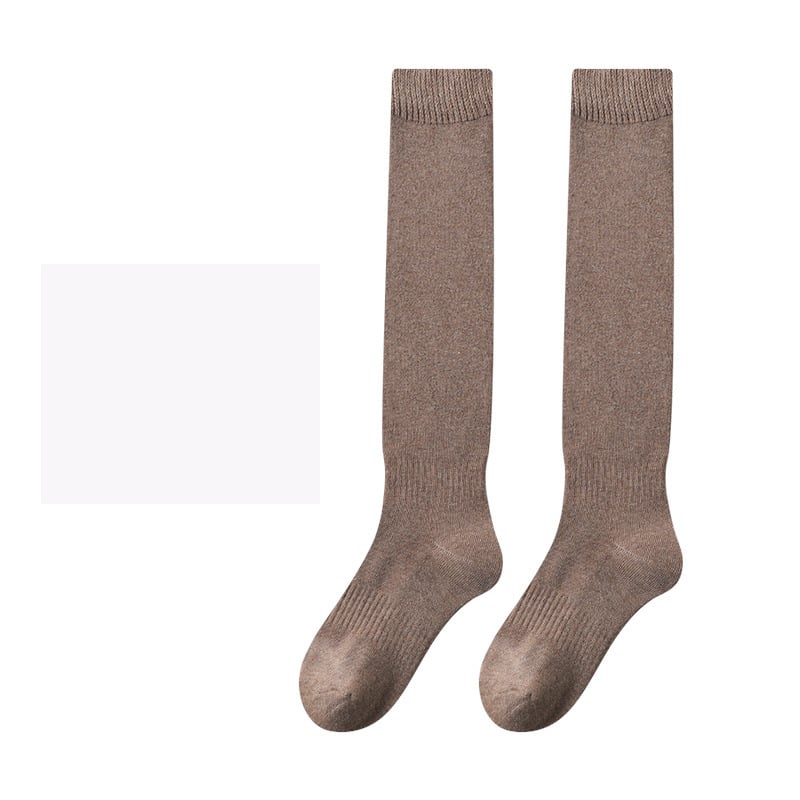 Șosete lungi peste genunchi pentru femei, de toamnă/iarnă, cu căptușeală din fleece și șosete din țesătură groasă, șosete ușoare de compresie pentru coapse și gambe.