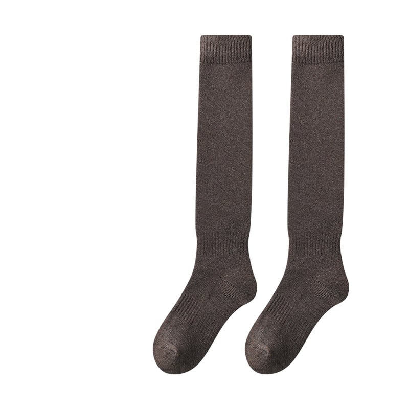 Șosete lungi peste genunchi pentru femei, de toamnă/iarnă, cu căptușeală din fleece și șosete din țesătură groasă, șosete ușoare de compresie pentru coapse și gambe.