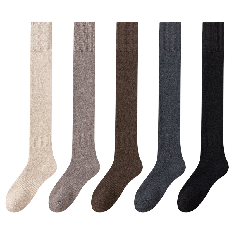 Șosete lungi peste genunchi pentru femei, de toamnă/iarnă, cu căptușeală din fleece și șosete din țesătură groasă, șosete ușoare de compresie pentru coapse și gambe.