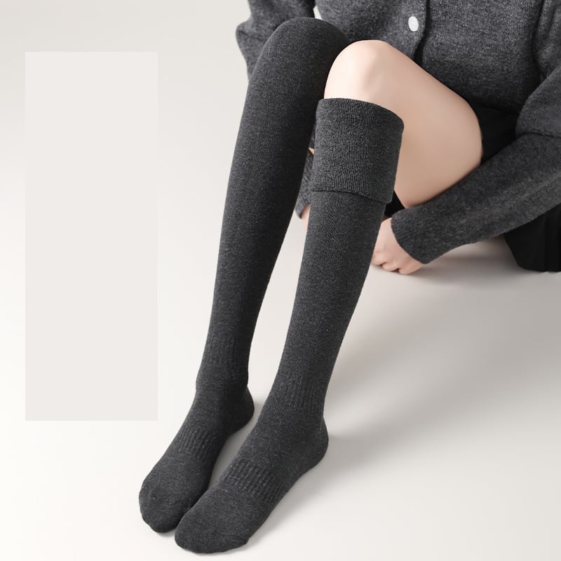 Șosete lungi peste genunchi pentru femei, de toamnă/iarnă, cu căptușeală din fleece și șosete din țesătură groasă, șosete ușoare de compresie pentru coapse și gambe.