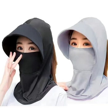 Teljes arcú kapucnis napszemvédő, UV-nyakvédelem, árnyékoló perem, Ice Silk anyag