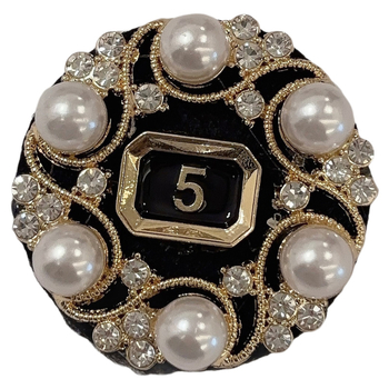 Broșă cu numărul 5, materiale mixte, formă cifră, finisaj cu diamant, multifuncțională