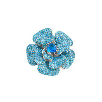 Broșă din cupru cu camelia Huili, electroplacare, accesoriu floral versatil