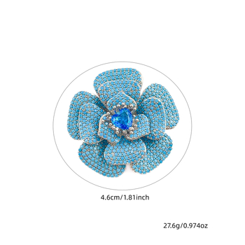 Broșă din cupru cu camelia Huili, electroplacare, accesoriu floral versatil