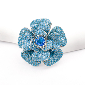 Broșă din cupru cu camelia Huili, electroplacare, accesoriu floral versatil