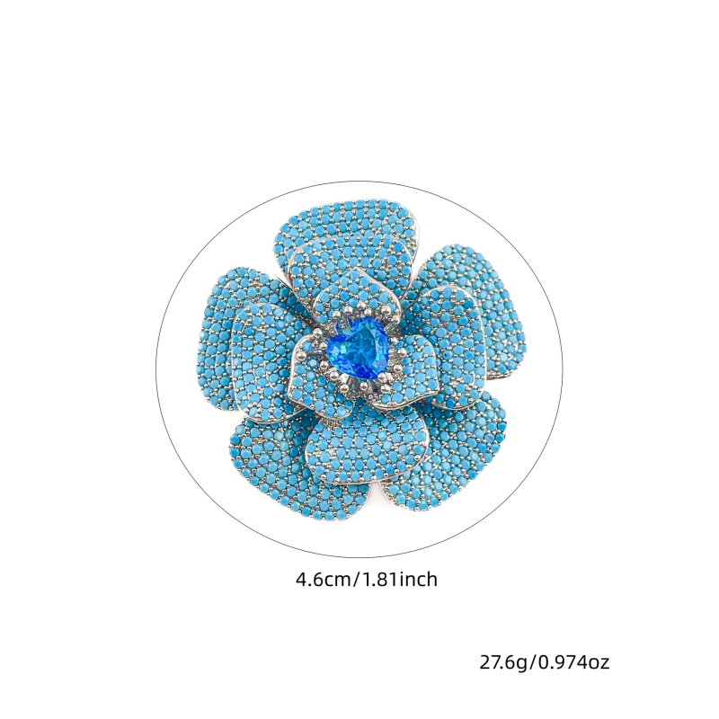 Broșă din cupru cu camelia Huili, electroplacare, accesoriu floral versatil