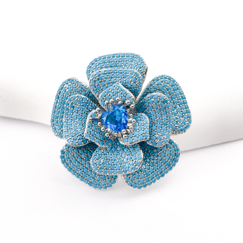 Broșă din cupru cu camelia Huili, electroplacare, accesoriu floral versatil